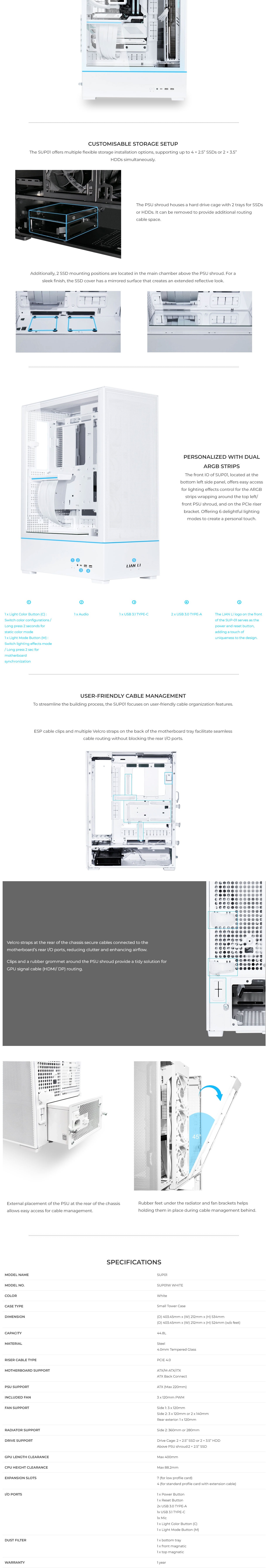 Lian-Li SUP01 Tempered Glass ATX Case - White