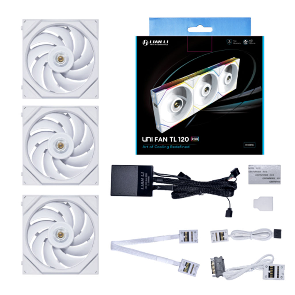 Lian-Li TL120-1B UNI FAN TL 120mm ARGB PWM White Case Fan - 3 Pack