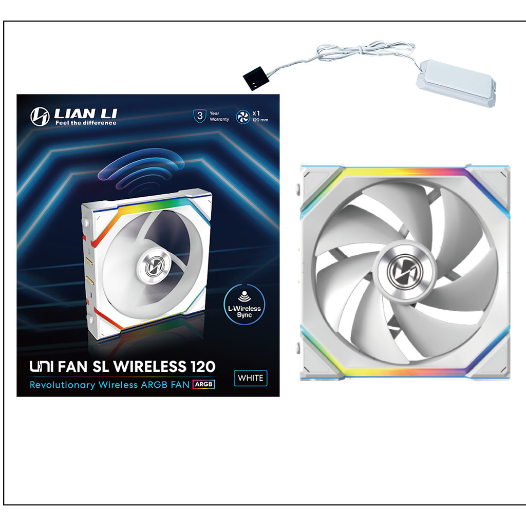 Lian-Li UNI FAN SL Wireless 120mm ARGB PWM Case Fan - White - 12SL1W1W ...