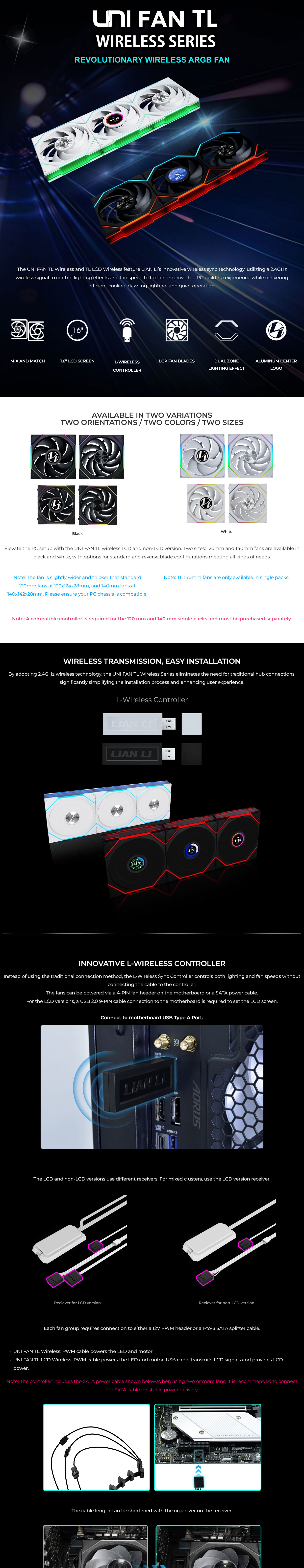 Lian-Li UNI FAN TL Wireless 140mm Black Fan