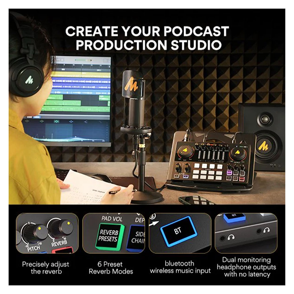Manocaster Interface Maono CASTER E2 Gen2 Audio Interface & Podcast Equipment - XLR Mic Jack ...