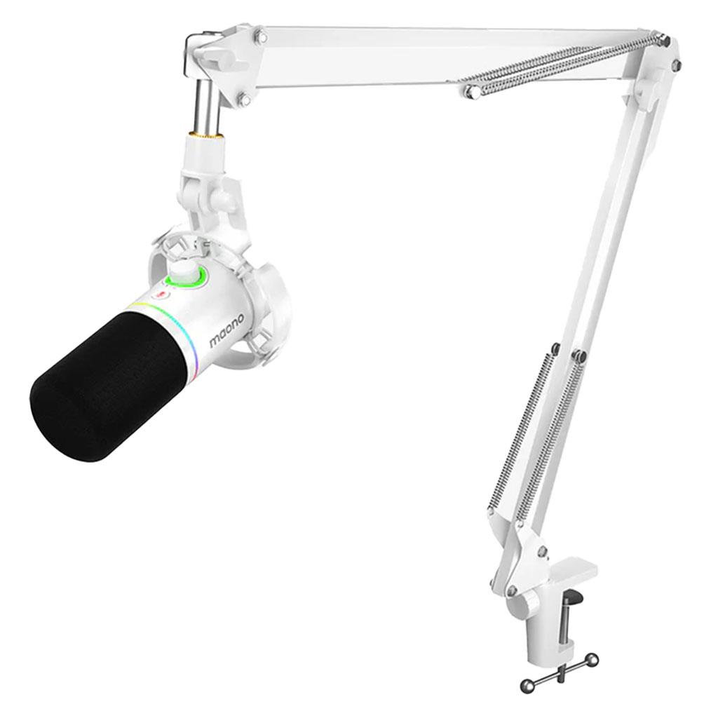 Maono PD200XS USB/XLR Dynamic Microphone Set with Boom Arm - White