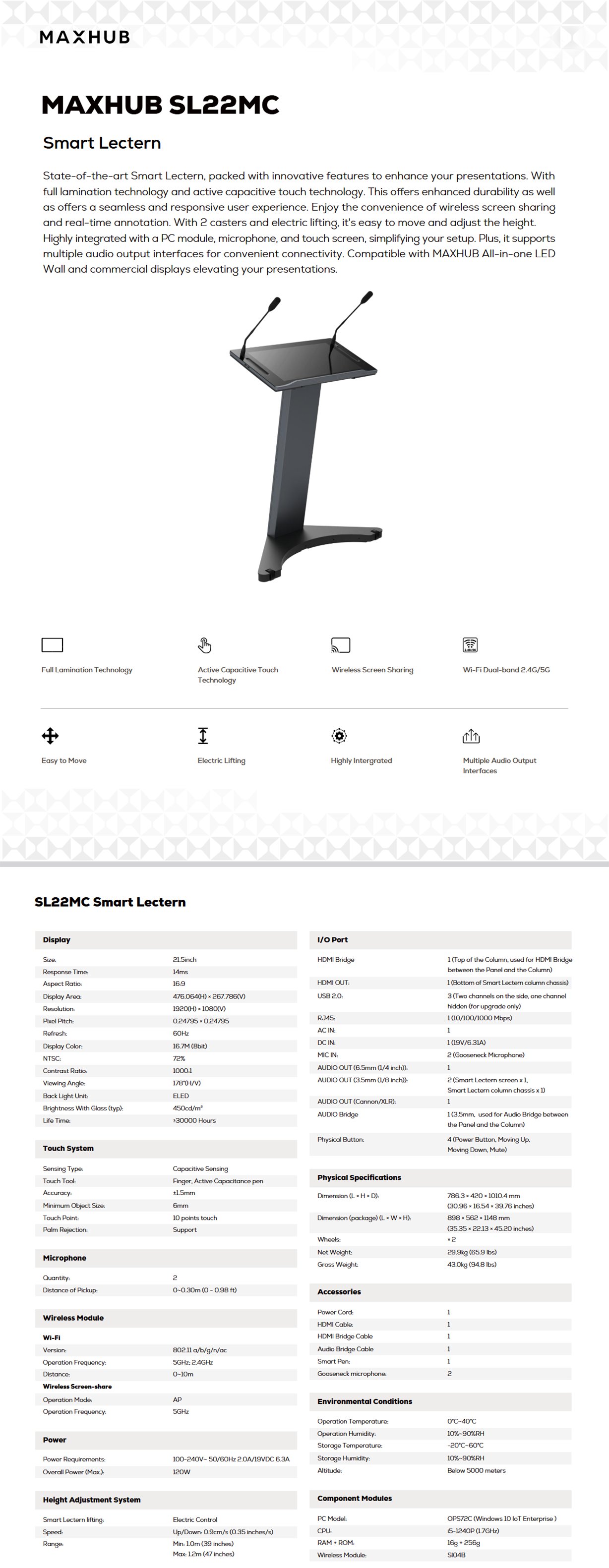 MAXHUB SL22MC Podium Smart Lectern