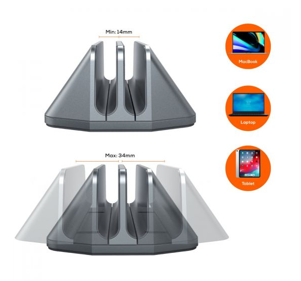 Mbeat Stage S5 Adjustable Dual Tablet, Laptop & MacBook Vertical Stand ...