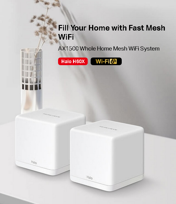 Mercusys Halo H60X AX1500 Whole Home Mesh WiFi 6 System - 3-pack