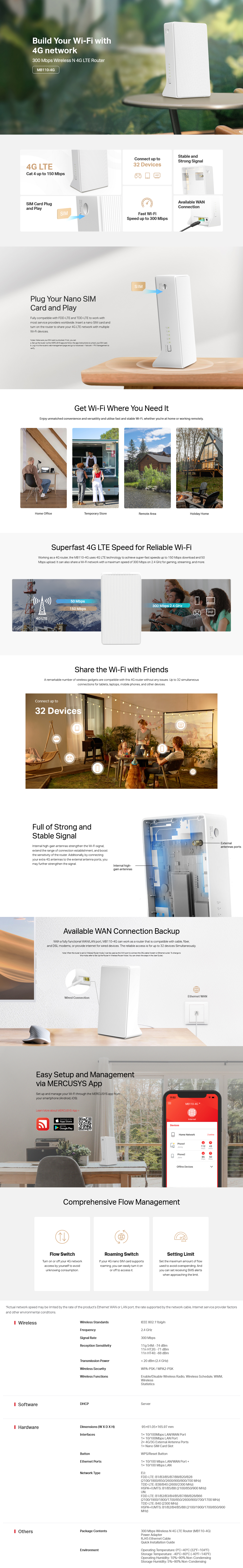 Mercusys MB110-4G 300 Mbps Wireless N 4G LTE Router