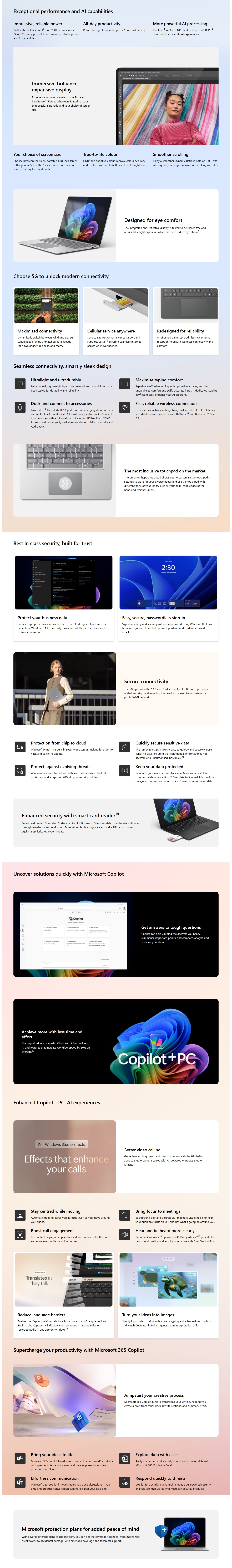 Microsoft Surface Laptop 7 For Business 13.8" Core Ultra 7 16GB 256GB W11P - Black (Copilot+ PC)