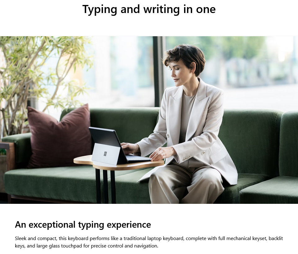 Microsoft Surface Pro 13" Keyboard with Pen Storage for Business - Platinum