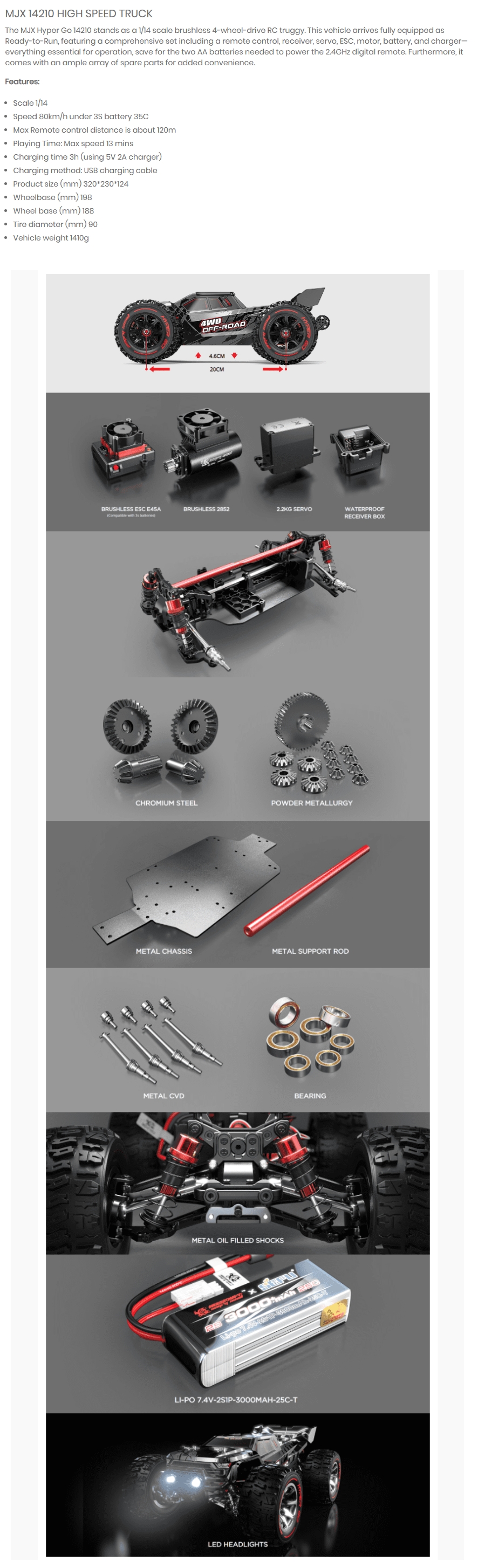 MJX 14210 Hyper Go 4WD 1/14 Brushless 55km/h RC Car