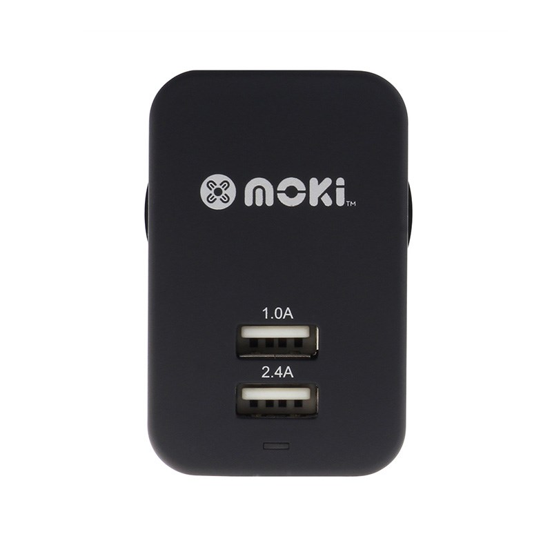 Moki Dual USB Wall Charger Black ACC MUSBWB