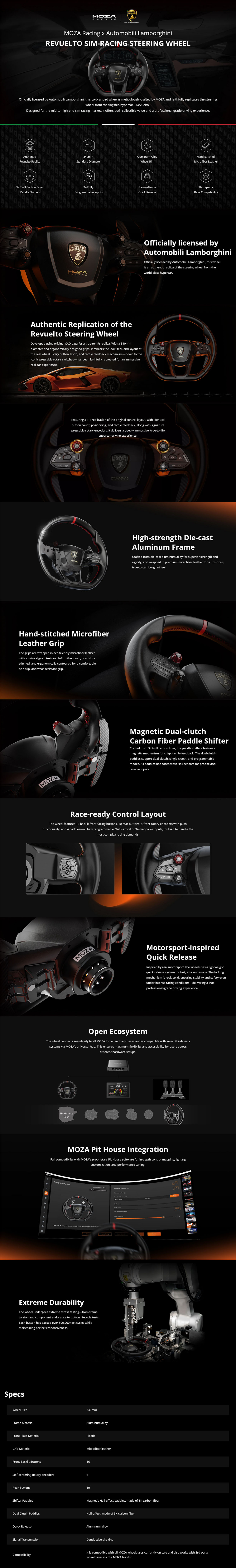 MOZA Racing Lamborghini Revuelto Steering Wheel