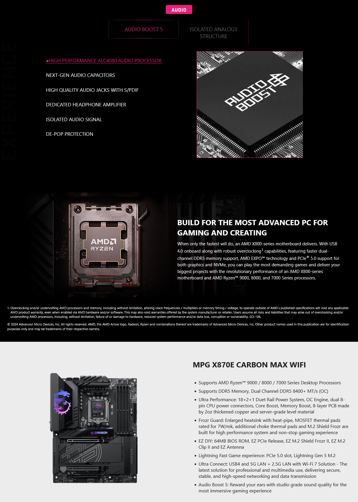 MPG X870E CARBON MAX WIFI AM5 ATX Motherboard