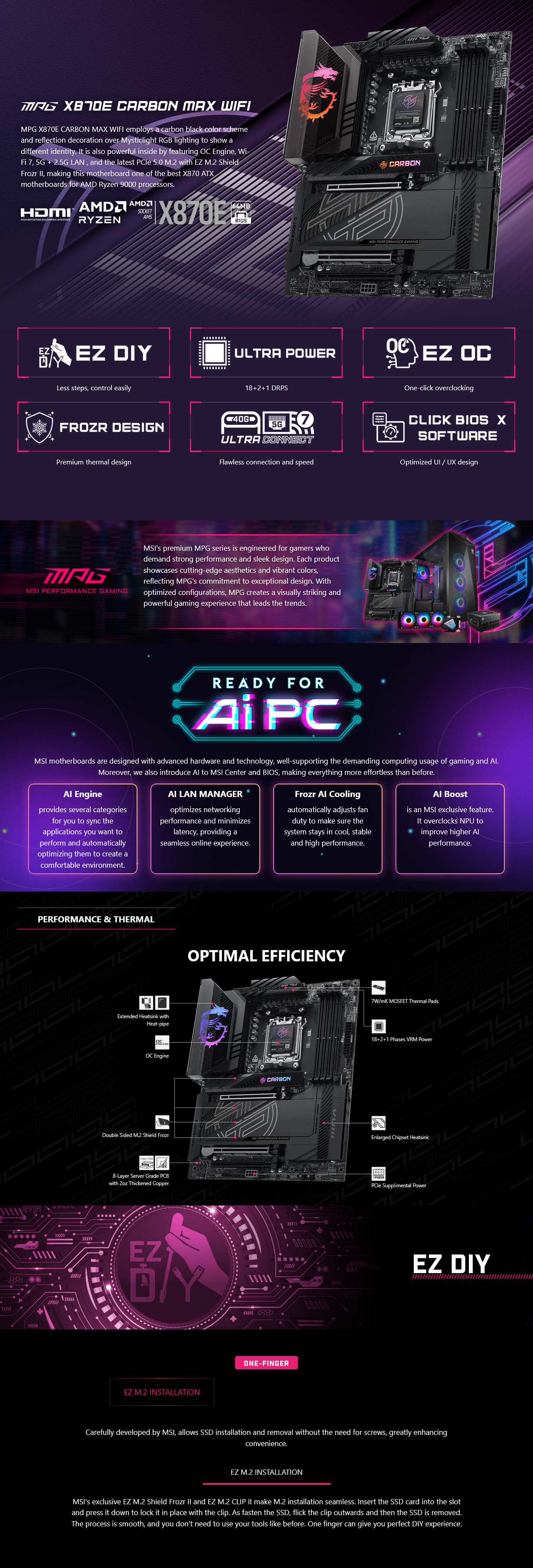 MPG X870E CARBON MAX WIFI AM5 ATX Motherboard