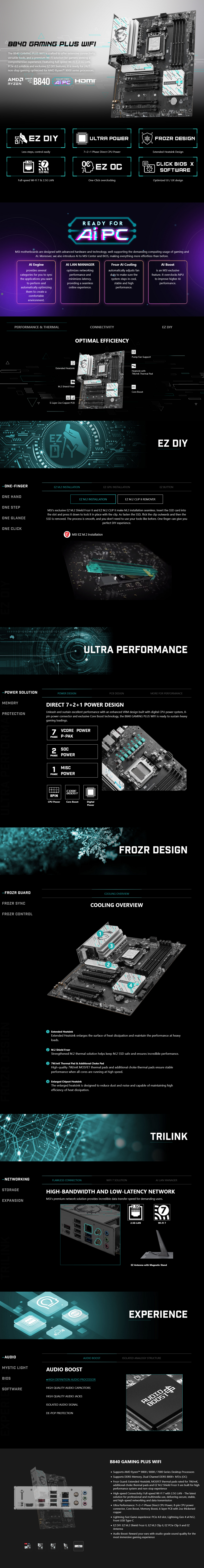 MSI B840 GAMING PLUS WIFI AM5 ATX Motherboard