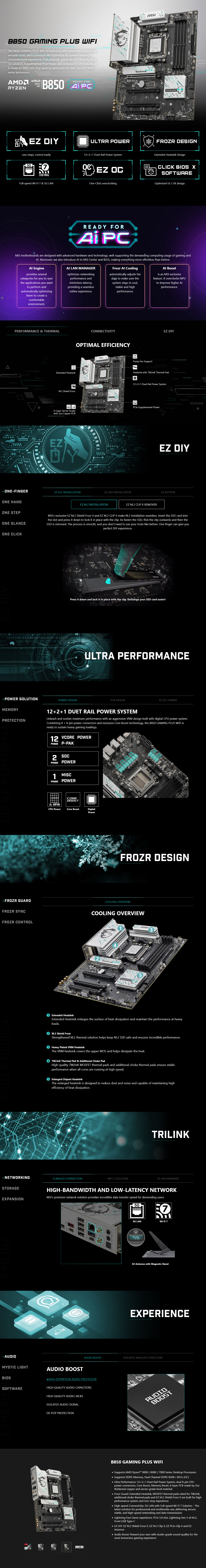 MSI B850 GAMING PLUS WIFI AM5 ATX Motherboard