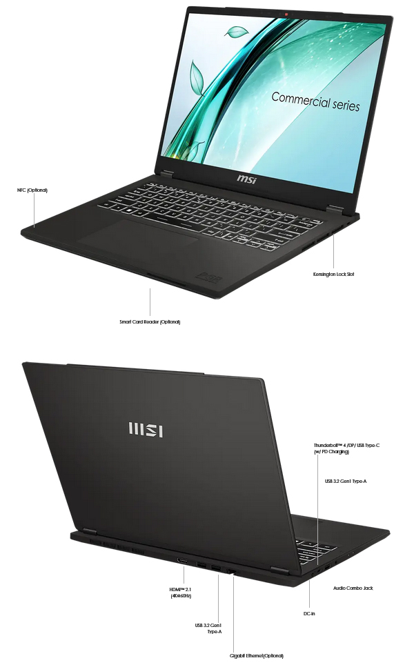 MSI Commercial 14 H A13MG vPro 14" FHD+ Laptop i5-13500H 16GB 512GB W11P