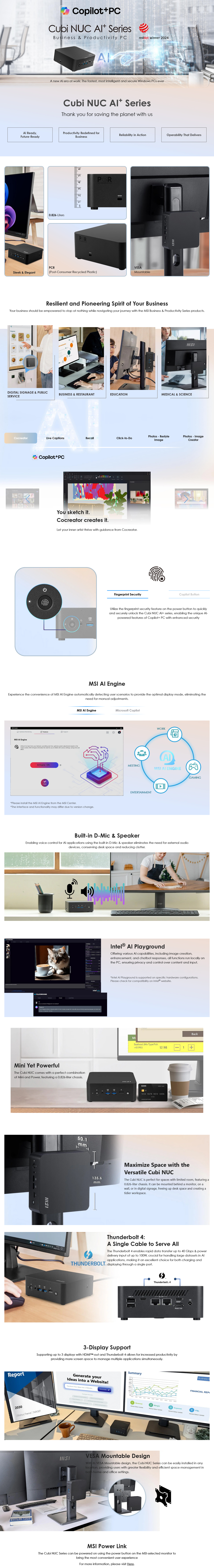 MSI CUBI NUC AI+ 2MG Mini PC - Intel Core Ultra 9-288V, 32GB, 2TB, W11 Pro