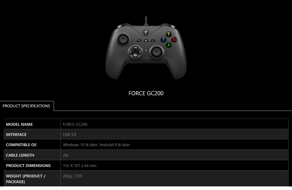 MSI FORCE GC200 Gaming Controller