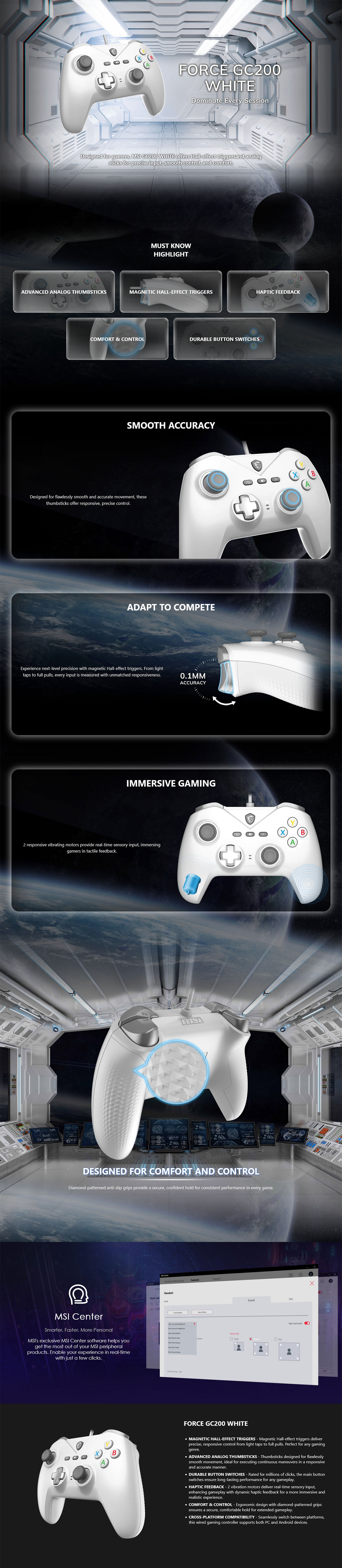MSI FORCE GC200 Gaming Controller - White