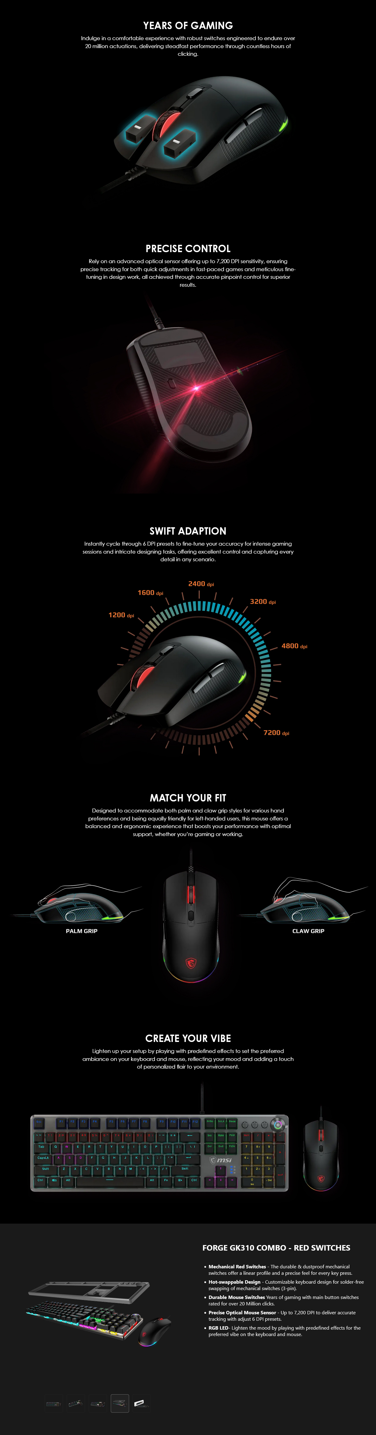MSI Forge GK310 RGB Wired Gaming Keyboard & Mouse Combo