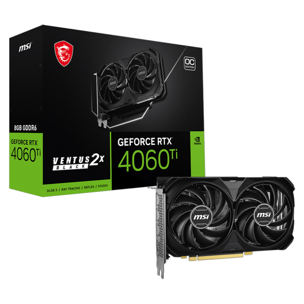 MSI GeForce RTX 4060 Ti VENTUS 2X Black E1 OC 8GB Video Card