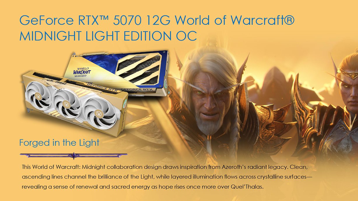 MSI GeForce RTX 5070 12G World of Warcraft MIDNIGHT LIGHT EDITION OC Video Card