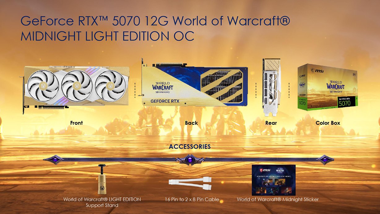 MSI GeForce RTX 5070 12G World of Warcraft MIDNIGHT LIGHT EDITION OC Video Card
