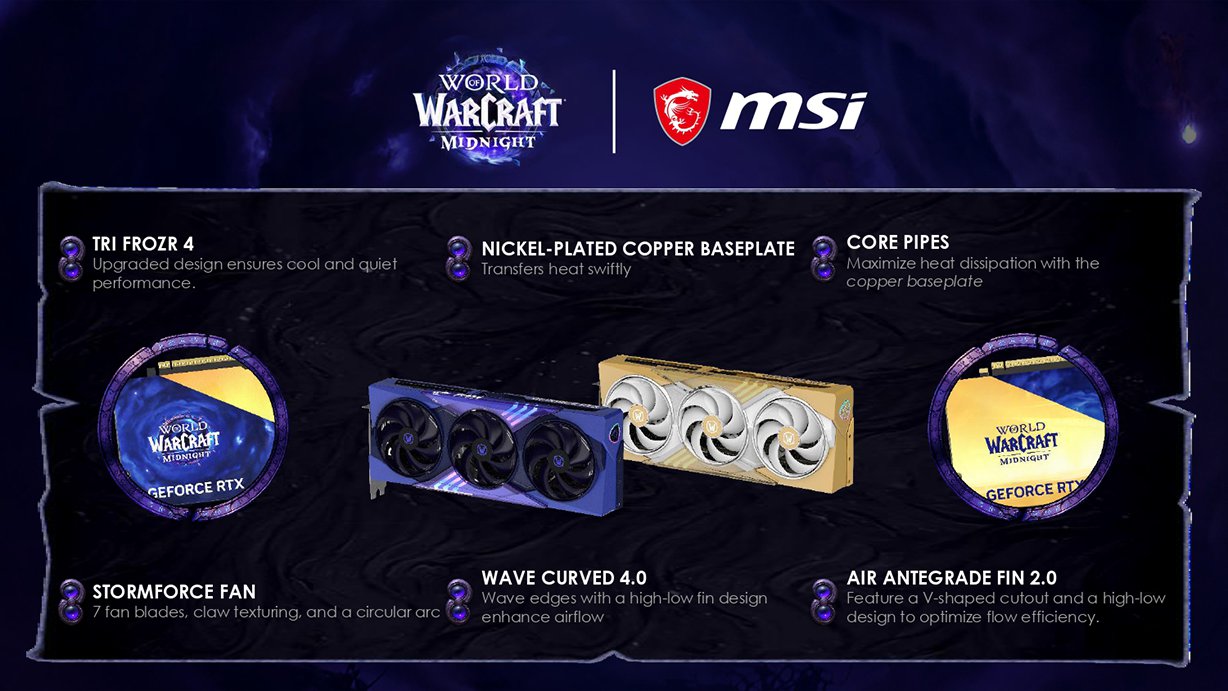 MSI GeForce RTX 5070 12G World of Warcraft MIDNIGHT LIGHT EDITION OC Video Card
