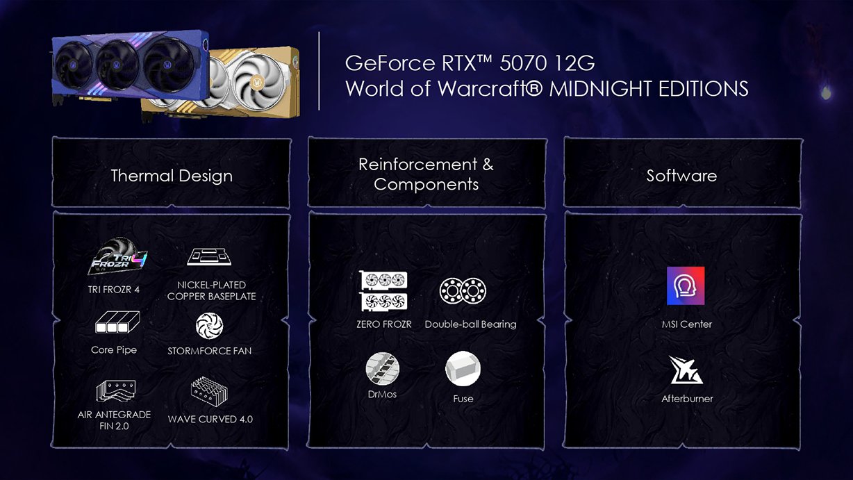 MSI GeForce RTX 5070 12G World of Warcraft MIDNIGHT VOID EDITION OC Video Card