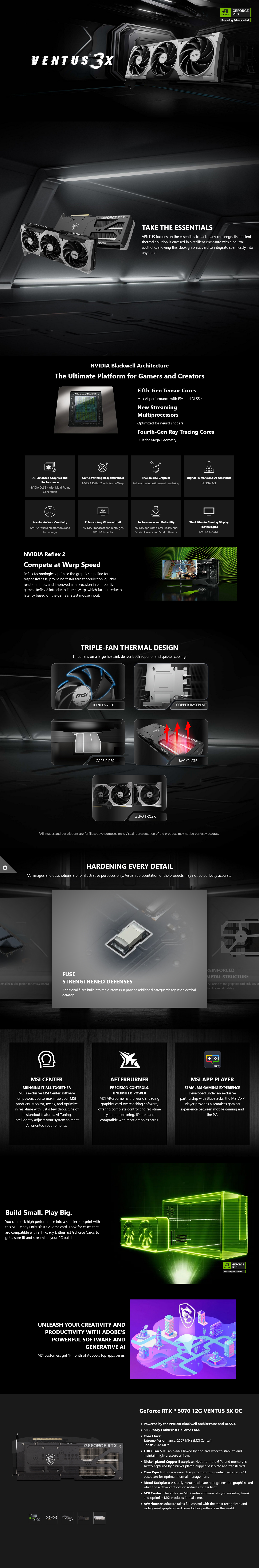 MSI GeForce RTX 5070 VENTUS 3X OC 12GB Video Card