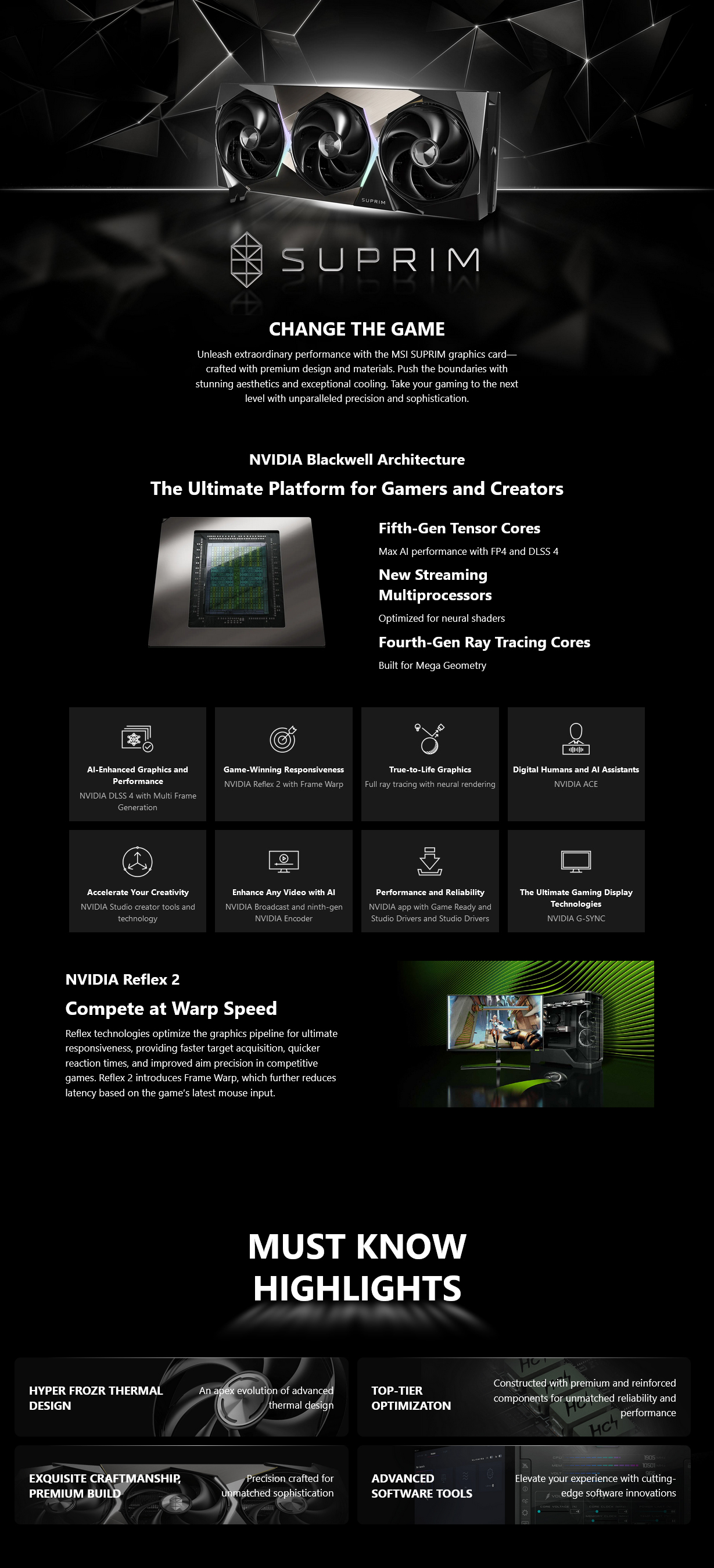 MSI GeForce RTX 5080 SUPRIM SOC 16GB Video Card