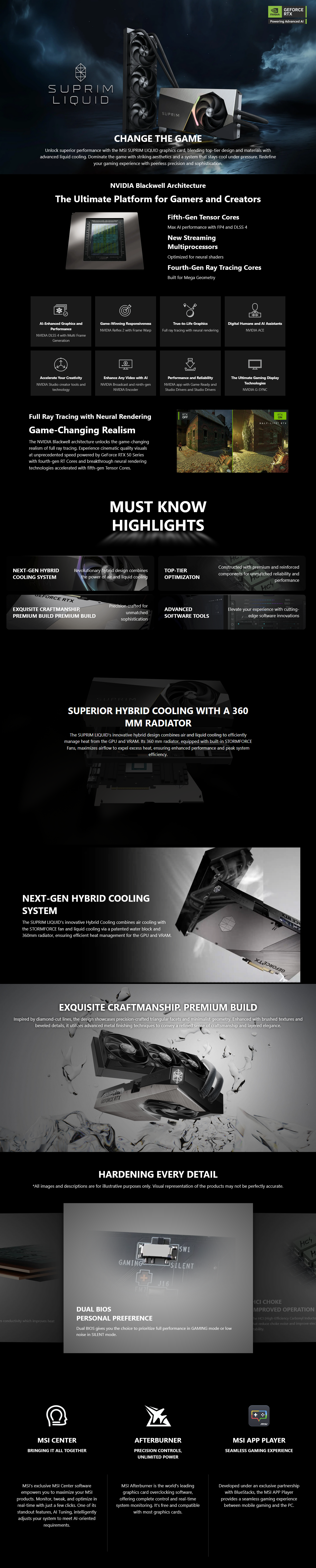 MSI GeForce RTX 5090 SUPRIM LIQUID OC 32GB Video Card