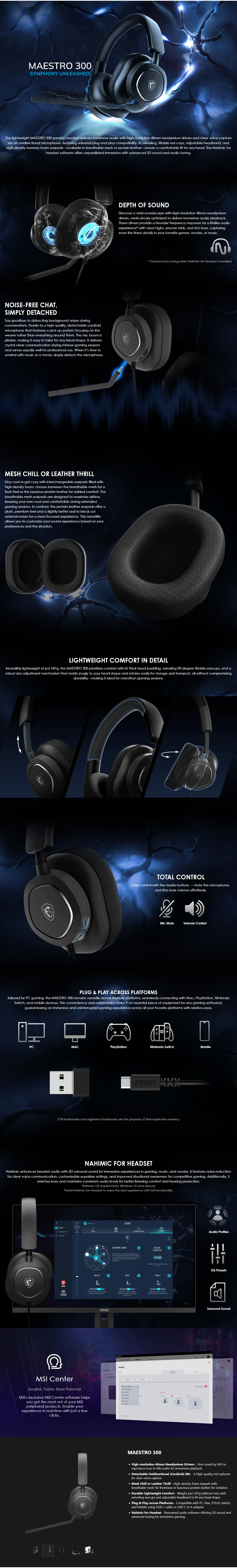 MSI Maestro 300 USB-C Gaming Headset