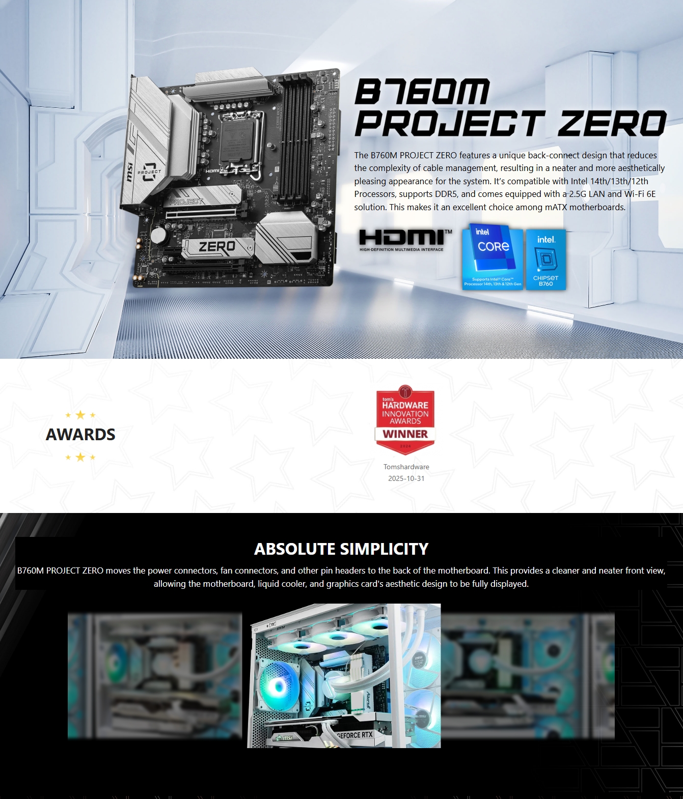 MSI MAG B760M PROJECT ZERO m-ATX Motherboard