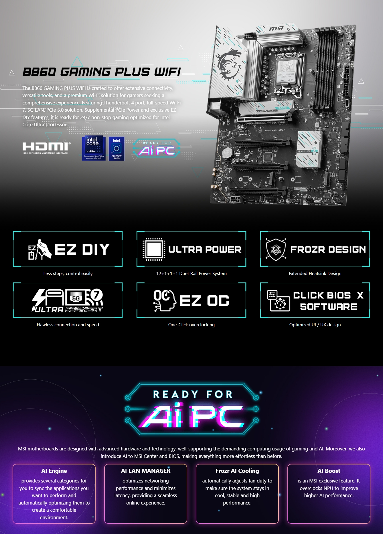 MSI MAG B860 GAMING PLUS WIFI ATX Motherboard