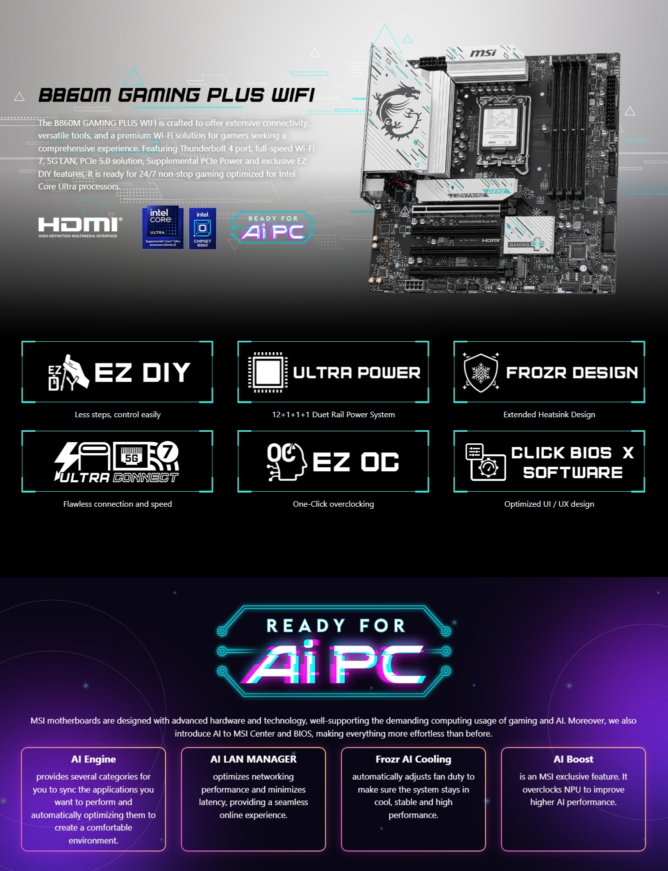 MSI MAG B860M GAMING PLUS WIFIm-ATX Motherboard