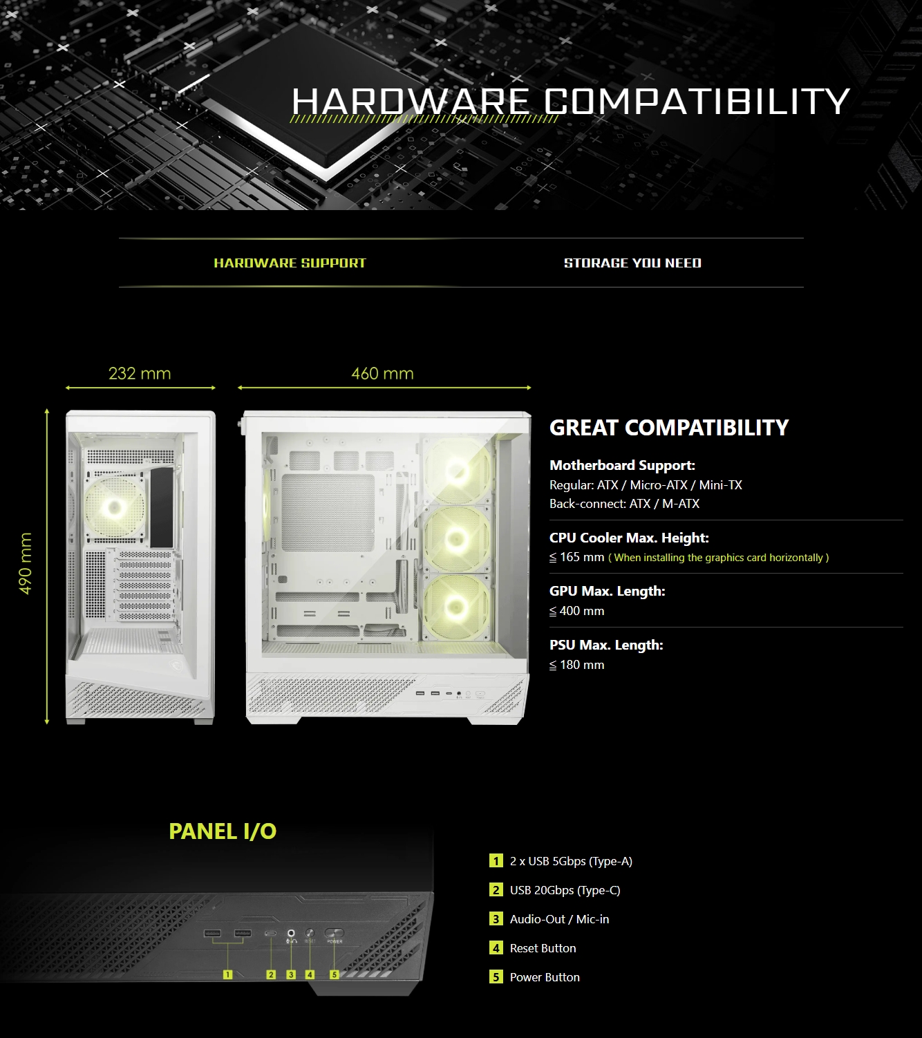 MSI MAG PANO 130R PZ Mid-Tower ATX Case - White