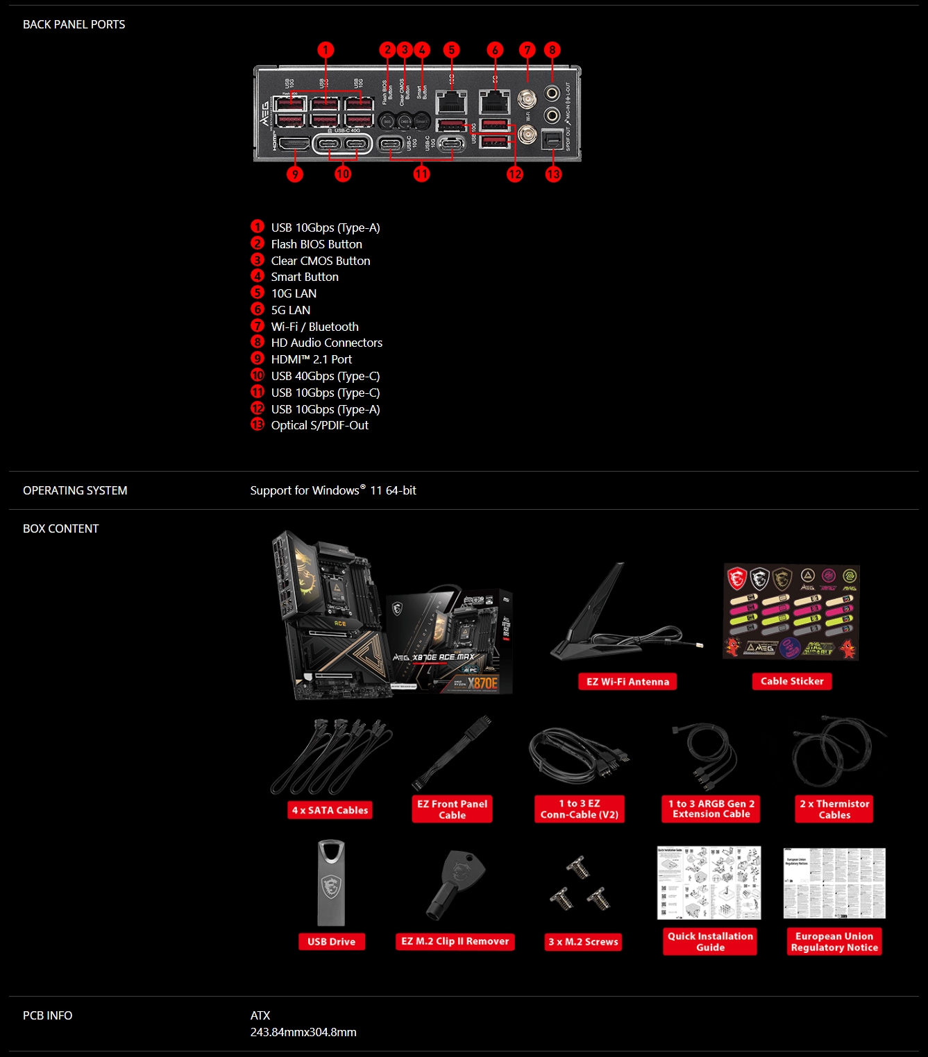 MSI MEG X870E ACE MAX AM5 ATX Motherboard