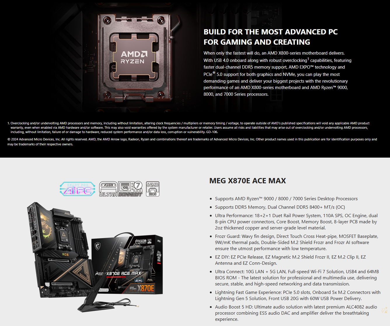 MSI MEG X870E ACE MAX AM5 ATX Motherboard