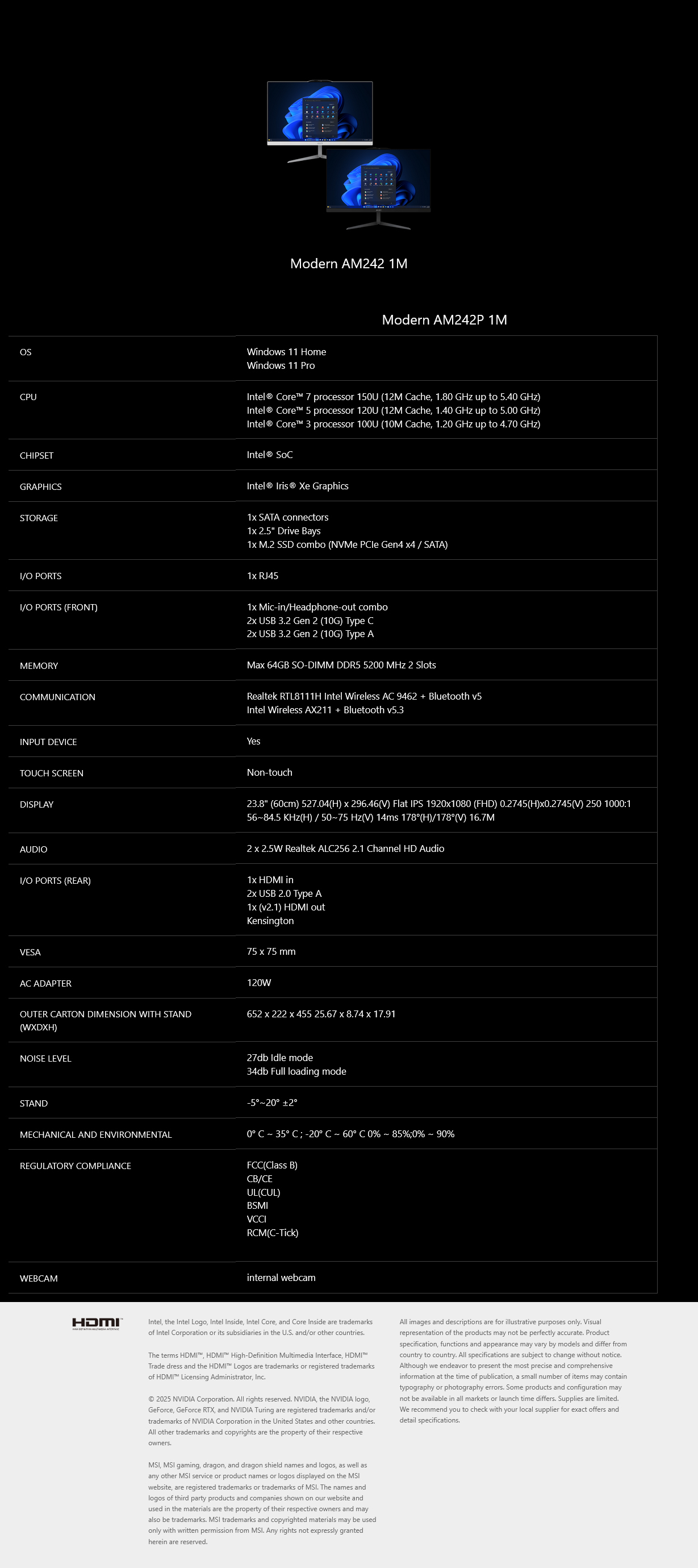 MSI Modern AM242P 23.8