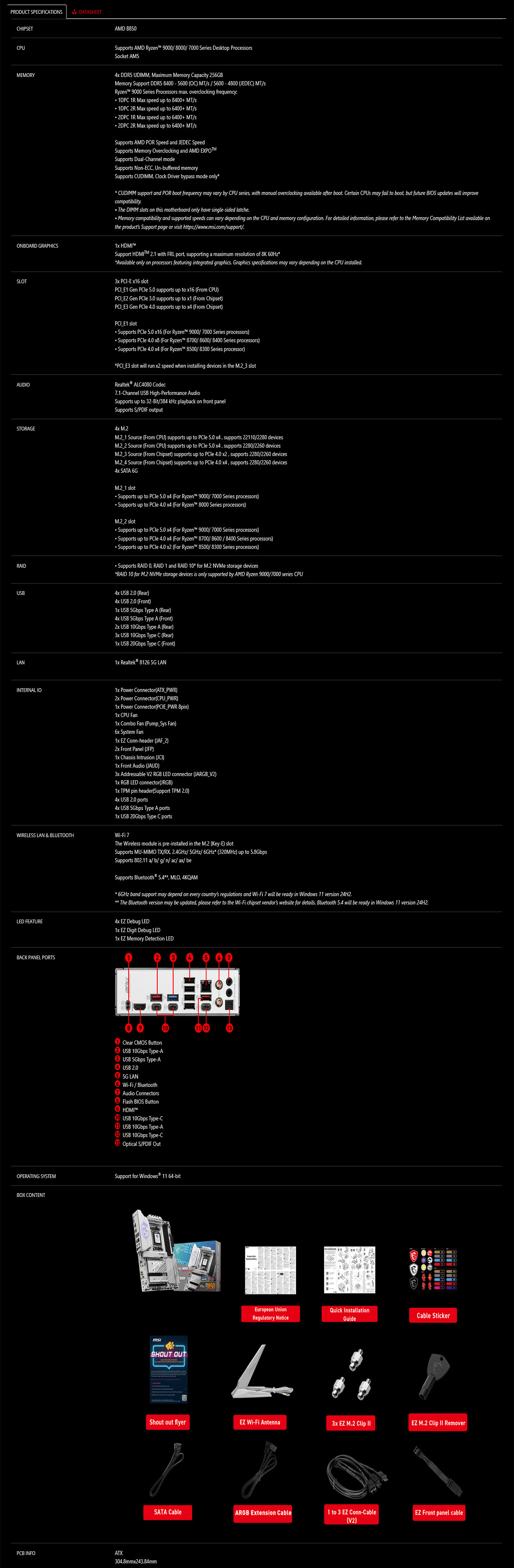 MSI MPG B850 EDGE TI WIFI AM5 ATX Motherboard