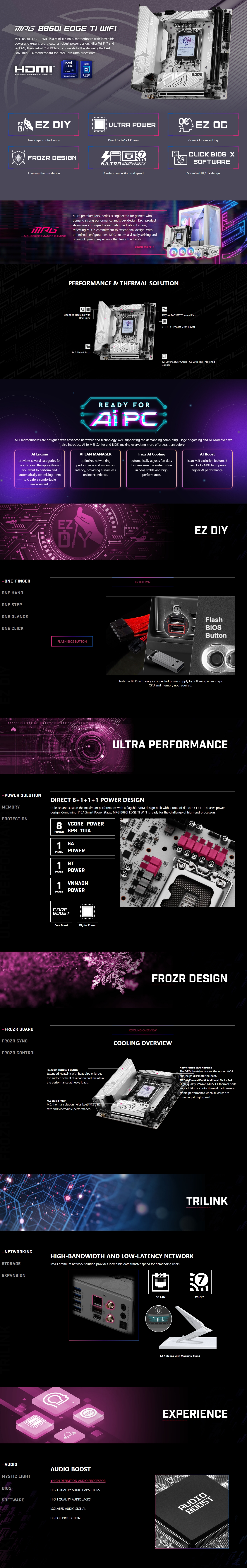 MSI MPG B860I EDGE TI WIFI AM5 Mini-ITX Motherboard