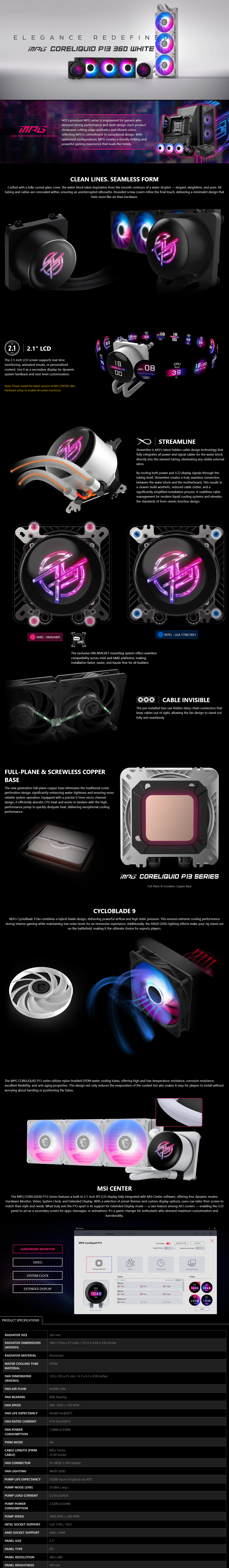 MSI MPG CORELIQUID P13 360 Liquid CPU Cooler