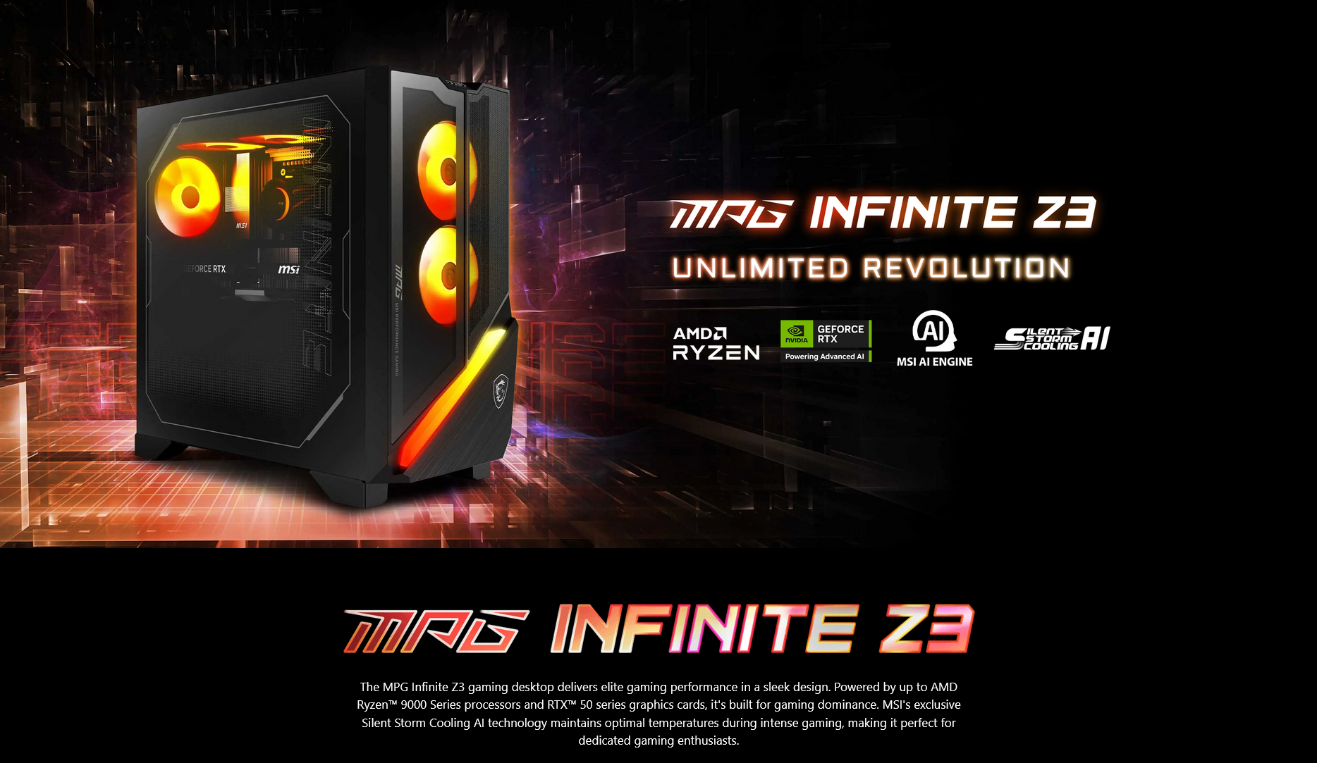 MSI MPG Infinite Z3 9th Gaming PC R7-9800X3D 32GB 1TB W11H NO