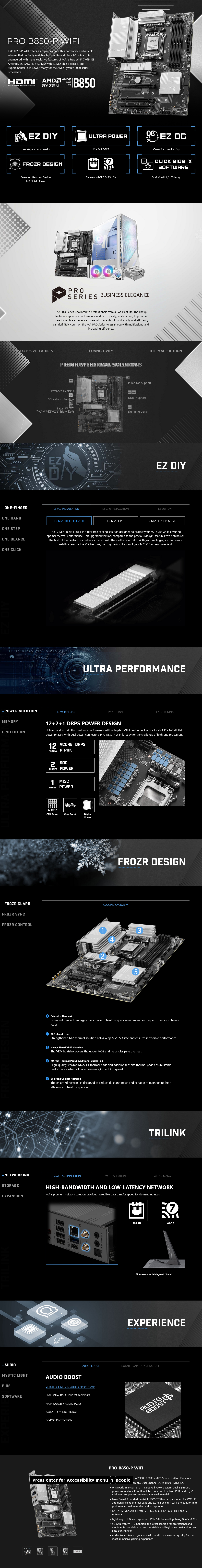 MSI PRO B850-P WIFI AM5 ATX Motherboard