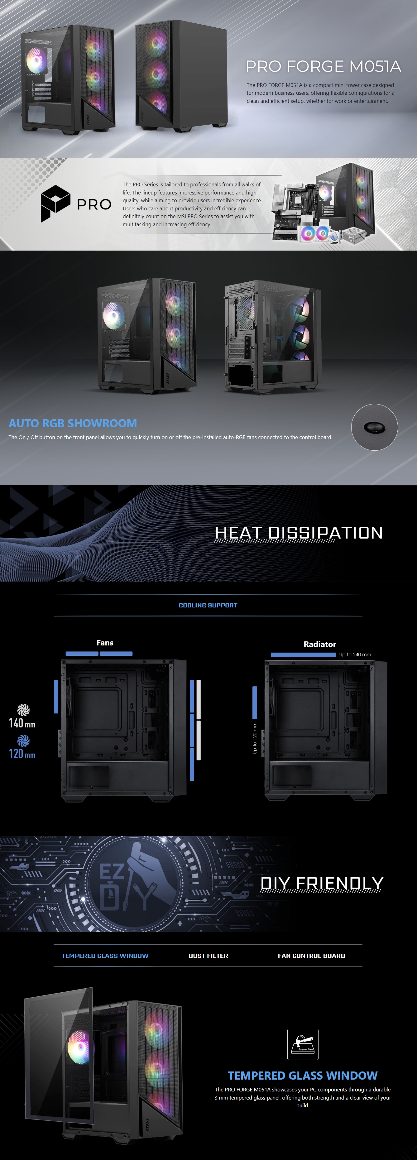 MSI PRO FORGE M051A Micro-ATX Mini Tower Case