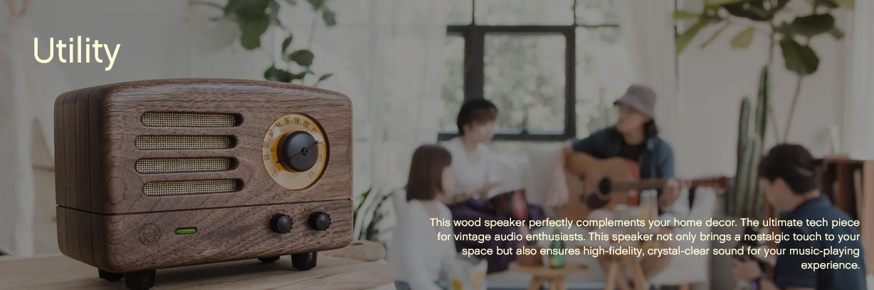 MUZEN OTR Wood Portable FM Radio Bluetooth Speaker - Rosewood