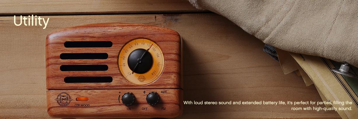 MUZEN OTR Wood Portable FM Radio Bluetooth Speaker - Rosewood