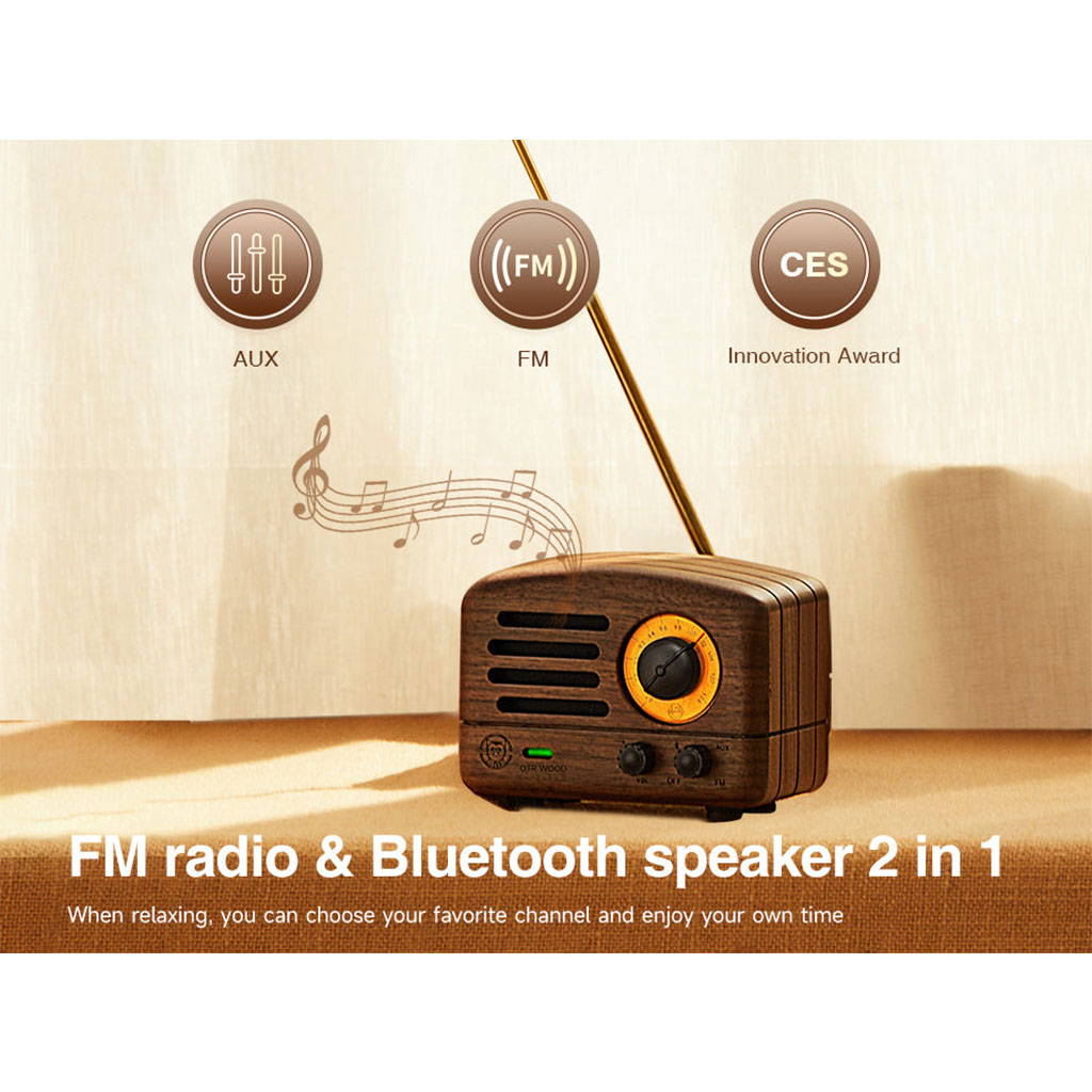 MUZEN OTR Wood Portable FM Radio Bluetooth Speaker - Rosewood - MW