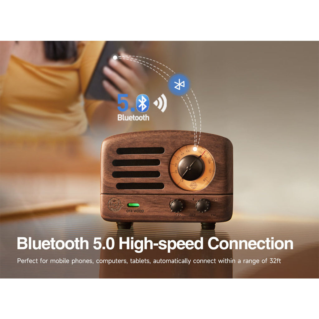 MUZEN OTR Wood Portable FM Radio Bluetooth Speaker - Rosewood - MW